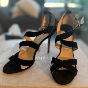 JIMMY CHOO Lottie Black Suede Sandals Black 38